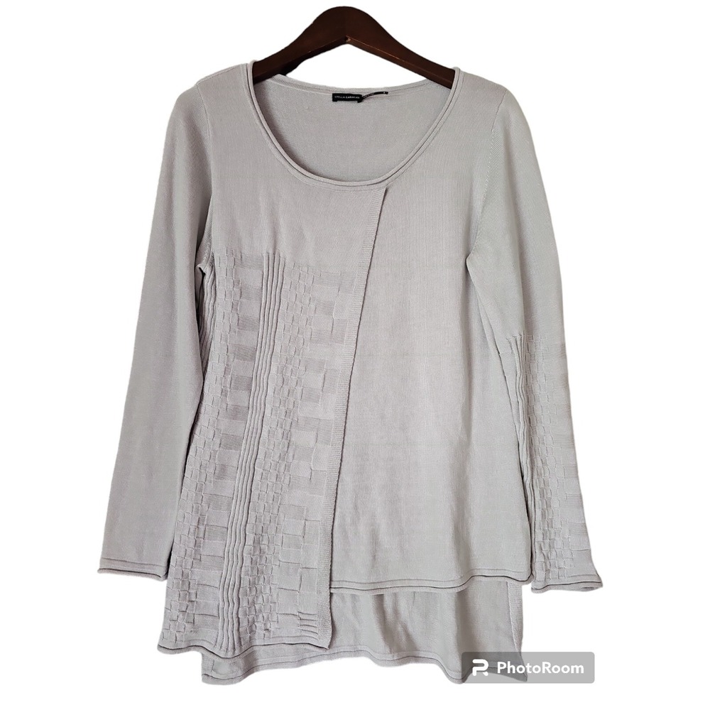 Stella Carakasi Women's Gray Cotton Blend Asymmetric Hem Long Sleeve Tunic sz S
